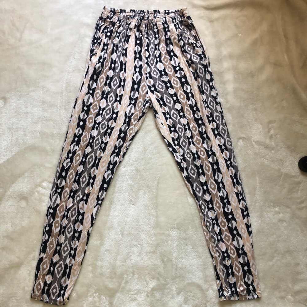 H&M Comfy Aztec Stripes Print Harem Pants Size Small